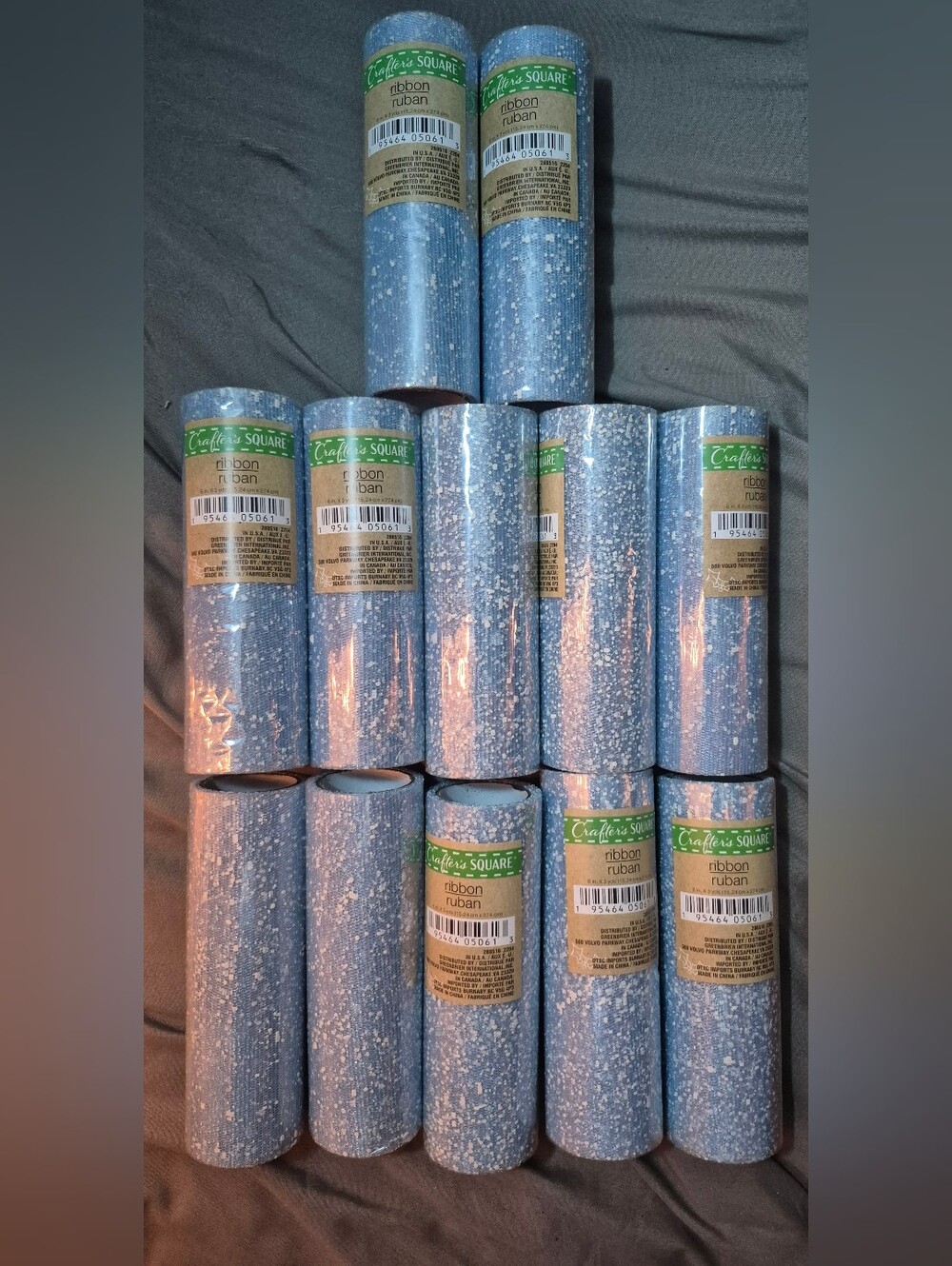 Crafter's Square Light Blue Sparkle Mesh Ribbon 6in x 3yds Lot of 12 Rolls